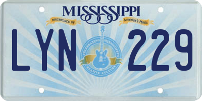 MS license plate LYN229