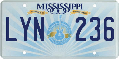 MS license plate LYN236