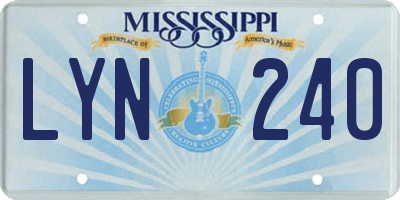 MS license plate LYN240