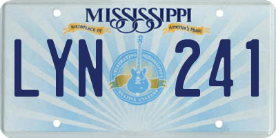 MS license plate LYN241