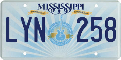 MS license plate LYN258