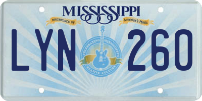 MS license plate LYN260