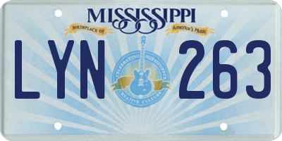 MS license plate LYN263