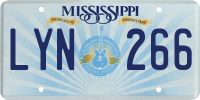MS license plate LYN266