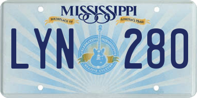 MS license plate LYN280