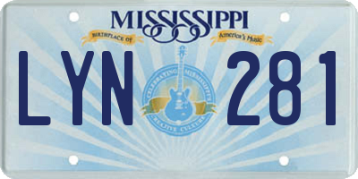 MS license plate LYN281