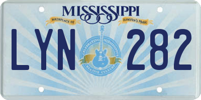 MS license plate LYN282