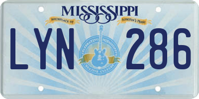 MS license plate LYN286