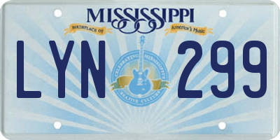 MS license plate LYN299