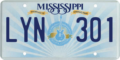MS license plate LYN301