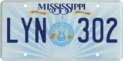 MS license plate LYN302