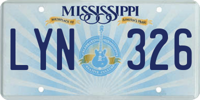 MS license plate LYN326