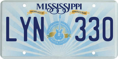 MS license plate LYN330