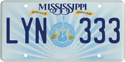 MS license plate LYN333