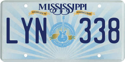 MS license plate LYN338