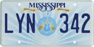 MS license plate LYN342