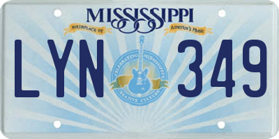 MS license plate LYN349