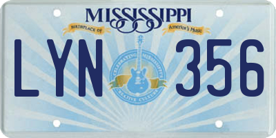 MS license plate LYN356