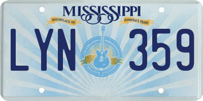 MS license plate LYN359