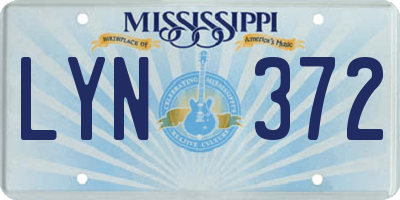 MS license plate LYN372