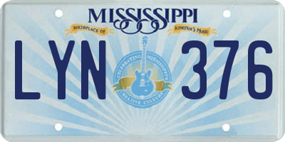 MS license plate LYN376
