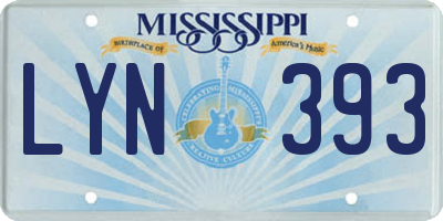 MS license plate LYN393