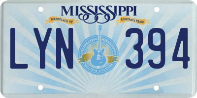 MS license plate LYN394