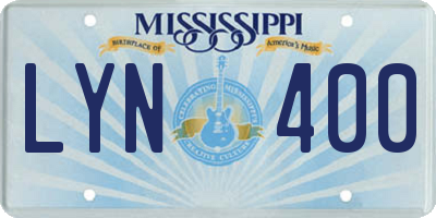 MS license plate LYN400