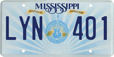 MS license plate LYN401