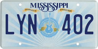 MS license plate LYN402