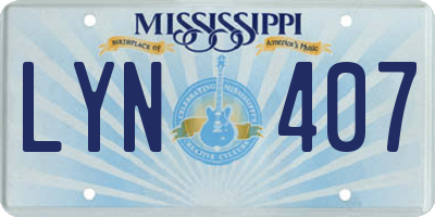 MS license plate LYN407