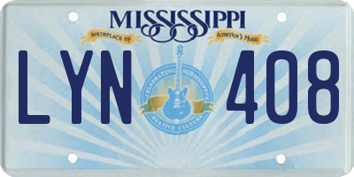 MS license plate LYN408