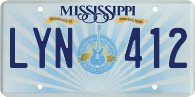 MS license plate LYN412