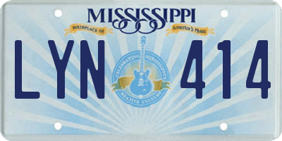 MS license plate LYN414