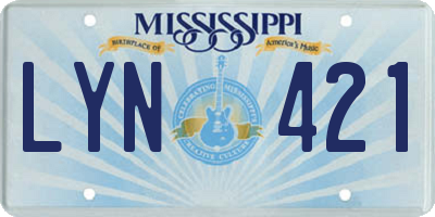 MS license plate LYN421