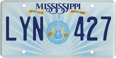 MS license plate LYN427