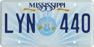 MS license plate LYN440