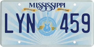 MS license plate LYN459