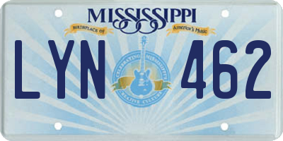 MS license plate LYN462