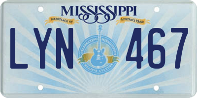 MS license plate LYN467