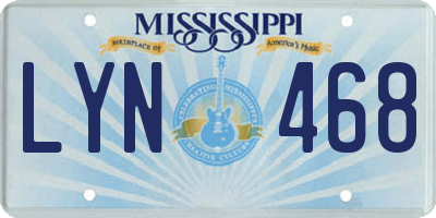MS license plate LYN468