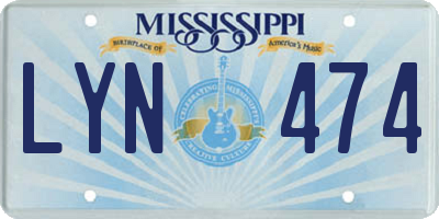 MS license plate LYN474