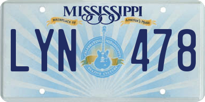 MS license plate LYN478