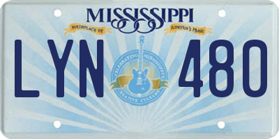 MS license plate LYN480