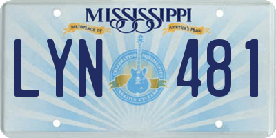 MS license plate LYN481