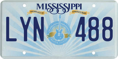 MS license plate LYN488