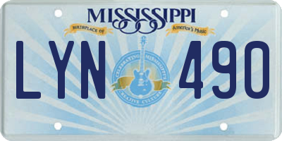 MS license plate LYN490