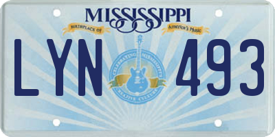 MS license plate LYN493