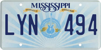 MS license plate LYN494
