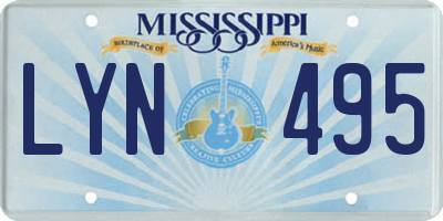 MS license plate LYN495